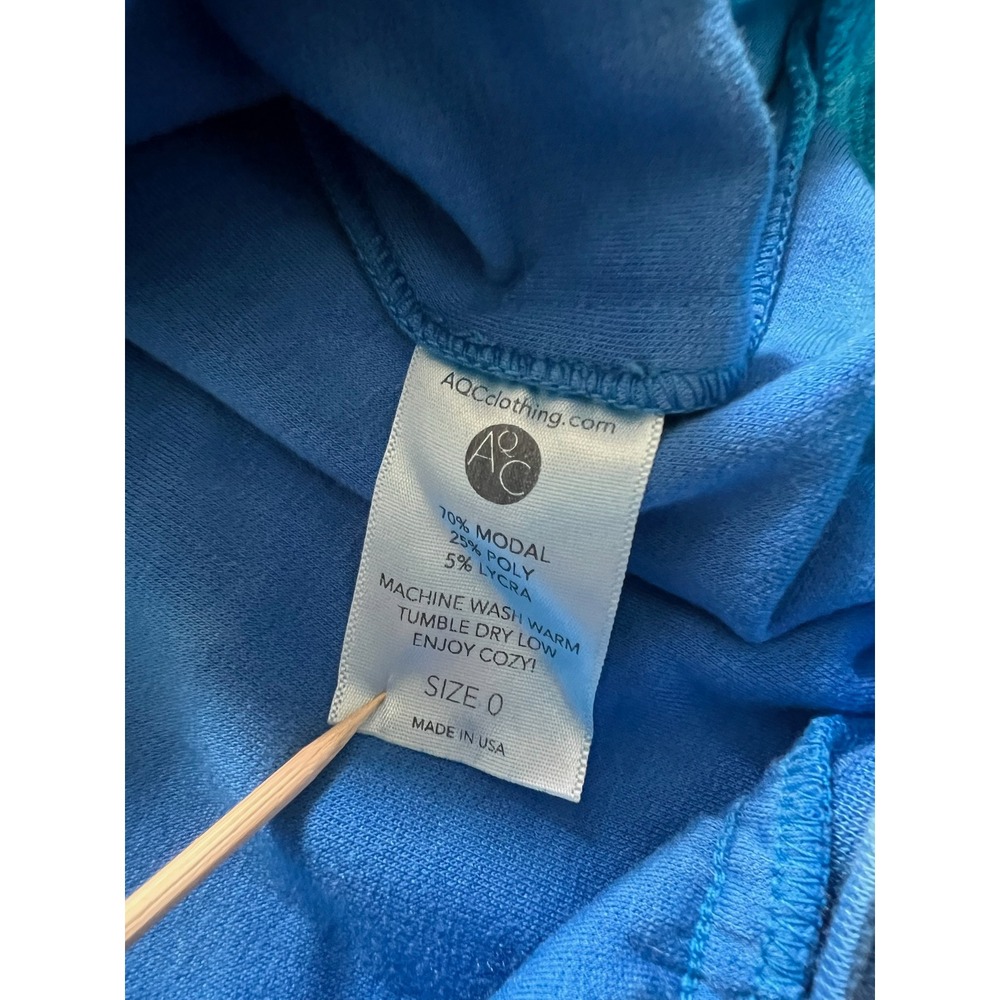 Aquarius Cocktail Tie Dye Sweatshirt Blue Turquoise‎ Short Sleeve CrewneckSize 0 - Picture 5 of 6